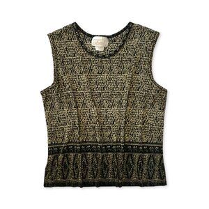 Vintage Tradition Crinkle Animal Geometric Print Tank Top Blouse Whimsigoth Boho